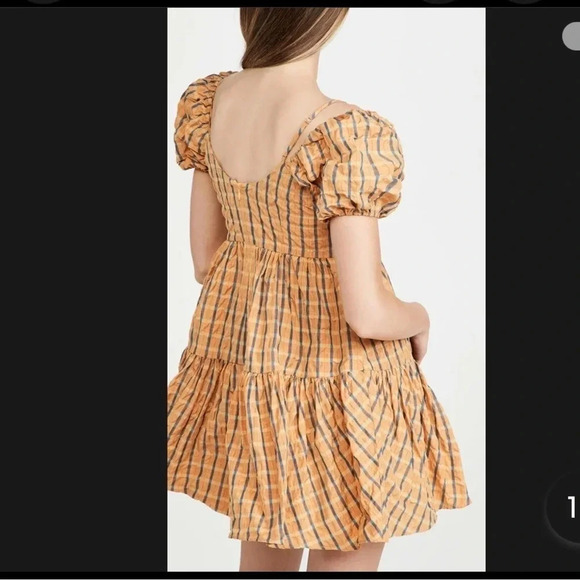 Cinq e Sept Betsy dress in orange juice plaid - Picture 4 of 12